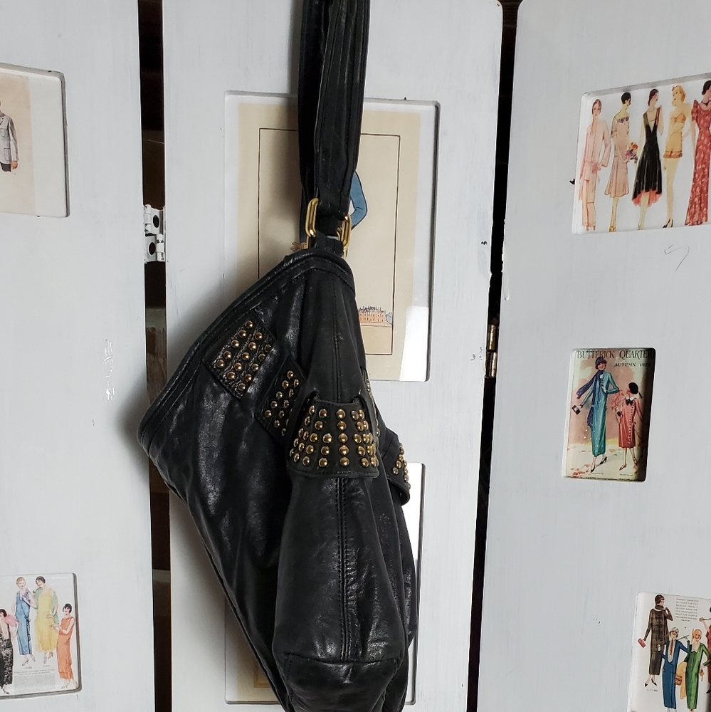 Black leather hobo bag - Picture 3 of 12